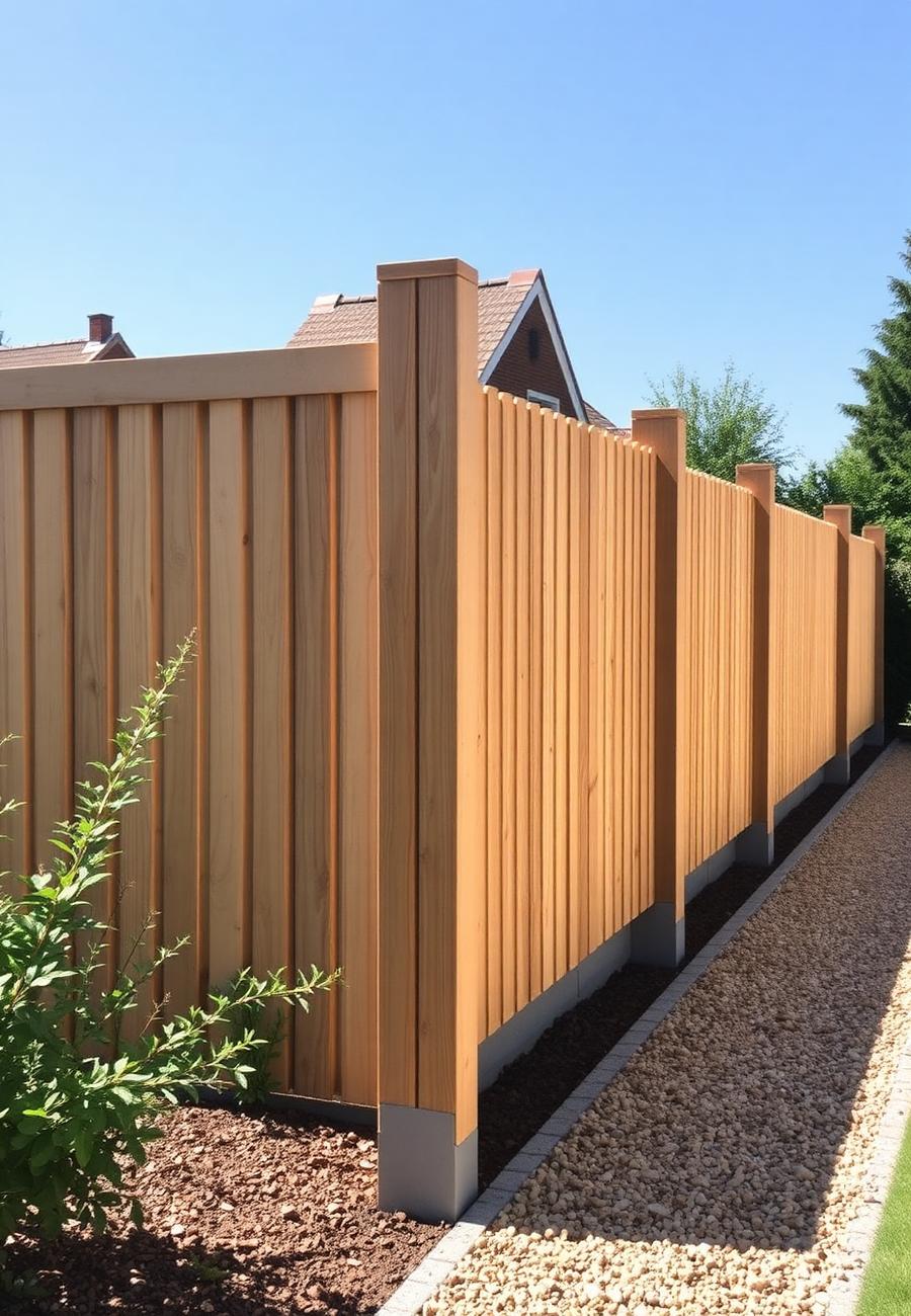 New close-board timber garden fencing with concrete posts and gravel boards